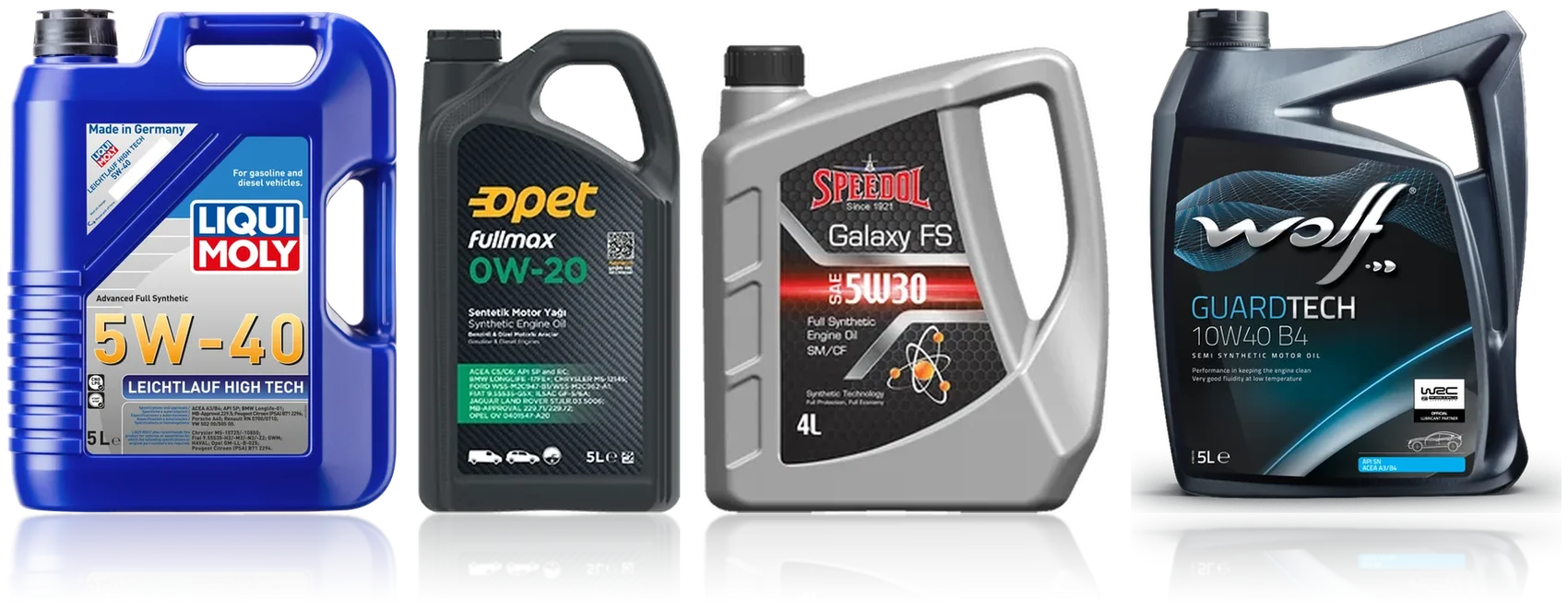LIQUI MOLY, OPET, SPEEDOL ve WOLF motor yağları bir arada